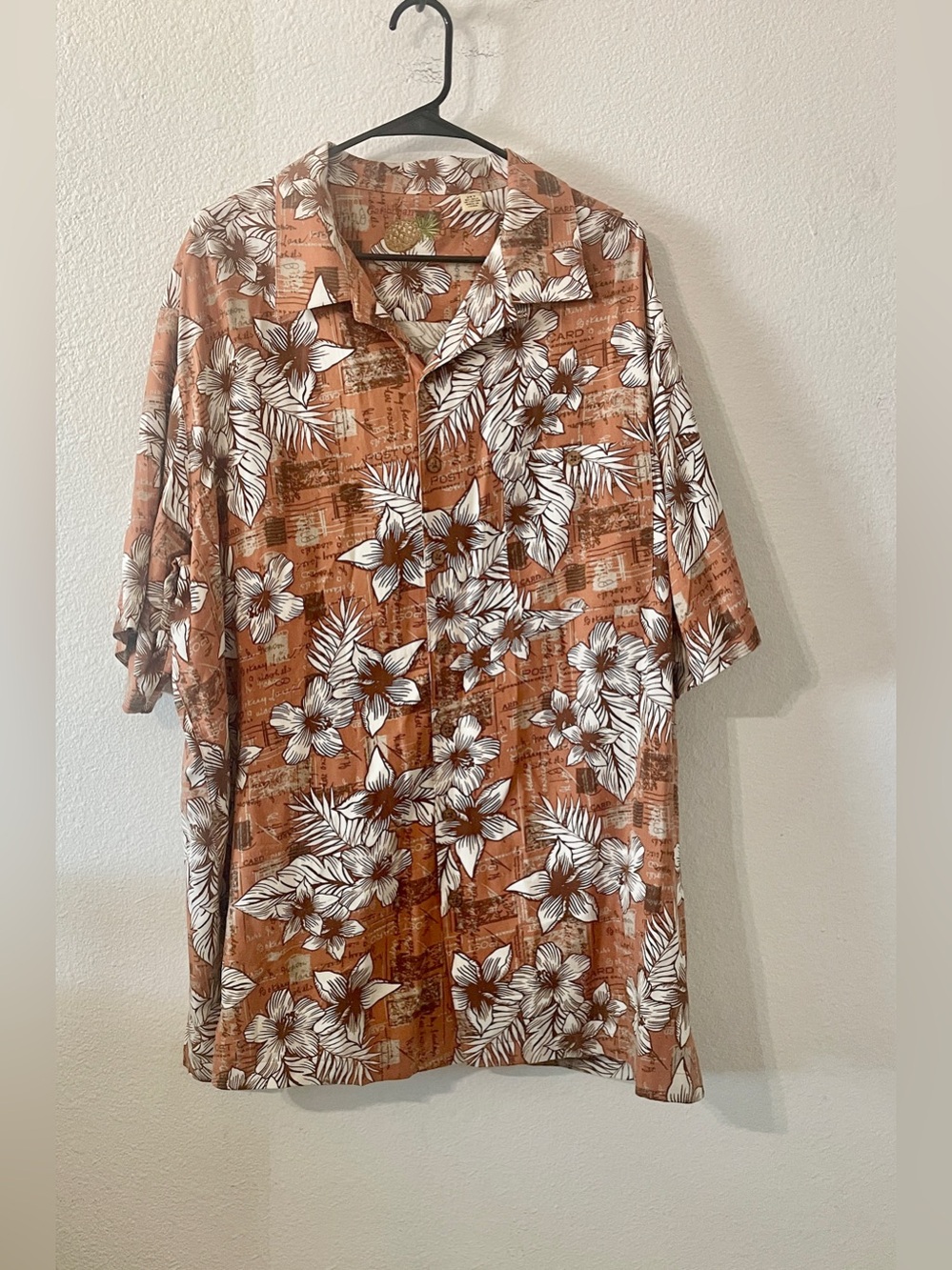 Caribbean Joe Silk Hawaiian Camp Shirt | Rust Orange | Size 2XLarge - Big & Tall